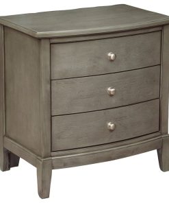 Wooden Nightstand with 3 Spacious Drawers and Knobs, Gray