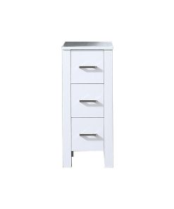 12" Side Cabinet in White, Phoenix Stone Top Top