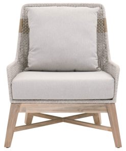 Tapestry Outdoor Club Chair, Taupe & White Flat Rope