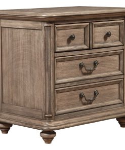 Taupe Brown Classic Wood 4 Drawer Nightstand
