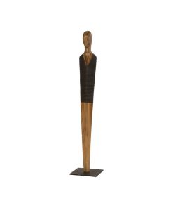 62" Artisan Sculpture Abstract Solid Hardwood Vested Male Natural Black Copper