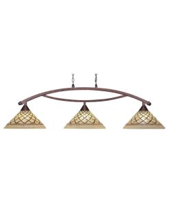 Toltec Lighting 873-BRZ-718 Bow - Three Light Billiard