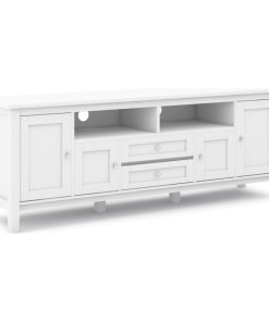 Warm Shaker SOLID WOOD 72" TV Media Stand For TVs up to 80", White
