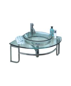 24" Single Sink Corner Mount Glass Bath Vanity, FFT1030BN
