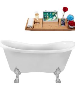 62" Streamline N1020CH-IN-ORB Clawfoot Tub and Tray With Internal Drain