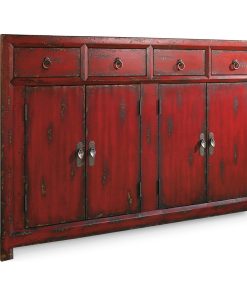 58" Red Asian Cabinet