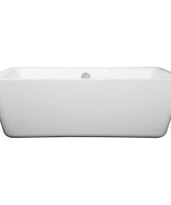 69" Freestanding Bathtub in White with Brushed Nickel Drain and Overflow Trim