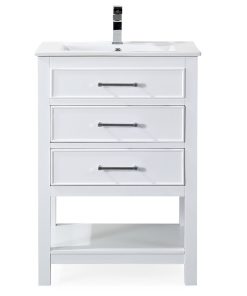 24" Aruzza Small Slim White Bathroom Vanity