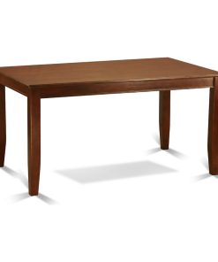 7-Piece 60" Table and 6 Parson Chair, Mahogany Leg and Pu Leather Firebrick Red