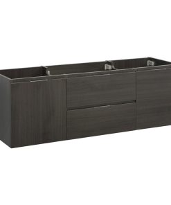 Valencia 60" Gray Oak Wall Hung Single Sink Bathroom Cabinet