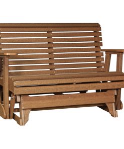 4 Foot Rollback Glider Bench in Premium Woodgrain Poly Lumber, Antique Mahogany