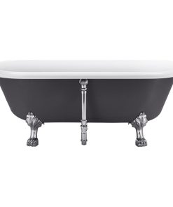 67" Acrylic Clawfoot Roll-Top Soaking Bathtub, Gray