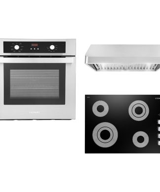 3-Piece, 30" Electric Cooktop 30" Under Cabinet Range Hood 24" Wall Oven
