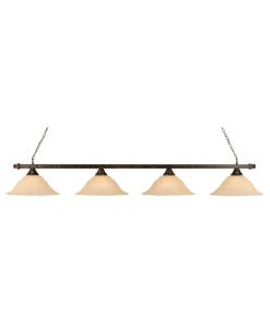 Toltec Lighting Square 4-Light Billiard Light, Amber Marble Glass