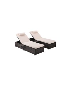 2 Piece Patio Rattan Chaise Lounge Outdoor Pe Wicket Furniture Set