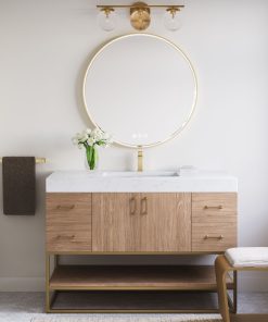 The Bahia Bathroom Vanity, Single Sink, 48", North American Oak, Freestanding