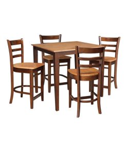 36" x 36" Solid Wood Counter Height Table in Cinnamon/Espresso & 4 Stools