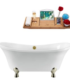 60" Streamline N920BNK-BGL Clawfoot Tub and Tray With External Drain