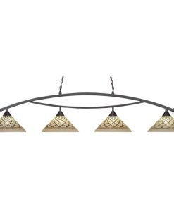 Toltec Lighting 874-DG-718 Bow - Four Light Billiard