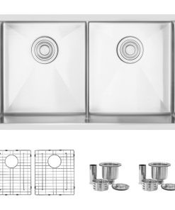 32"L x 18"W Stainless Steel Double Basin Low Divider Undermount Kitchen Sink
