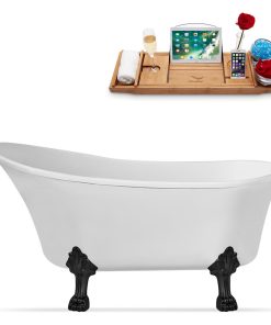 59" Streamline N347BL-IN-BL Clawfoot Tub and Tray With Internal Drain