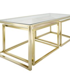 3-Piece Set Nesting Coffee Table, Gold
