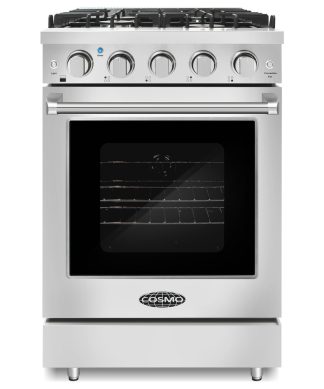 24" Slide-In Freestanding Gas Range With 4 Sealed Burners, Cast Iron Grates