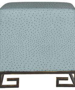 Theo Faux Ostrich Ottoman Slate/ Gold