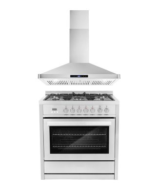 2-Piece Kitchen, 30" Gas Range and 30" Wall Mount Range Hood