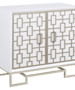 Two Door Cabinet, White and Champagne
