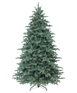 7 1/2' Feel-Real Mountain Noble Blue Spruce Hinged Tree With 750-Light Clear