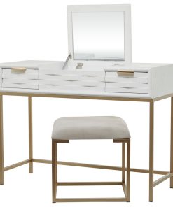White Wood Contemporary Console Table With Mirror, Set of 2 42"W, 31"H