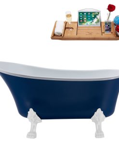 55" Streamline N370WH-IN-BGL Clawfoot Tub and Tray With Internal Drain