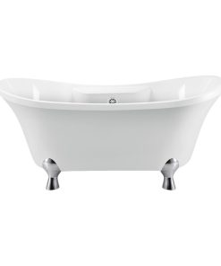 68" Streamline N901CH-WH Clawfoot Tub and Tray With External Drain
