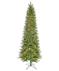 7.5' Winter Falls Slim-Silhouette Christmas Tree With White LED Lighting
