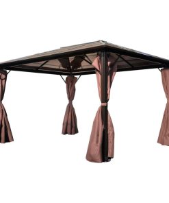vidaXL Gazebo with Curtain Brown Aluminum 157.5"x118.1" Marquee Party Tent