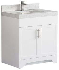 30" Vanity Wood Body and Quartz White, Matte White