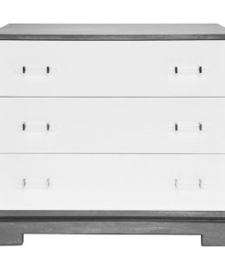 3 Drawer Chest, Matte Wh Lacquer And Grey Cerused Oak Whitney