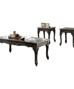 3 Piece Wooden Table Set, Gray