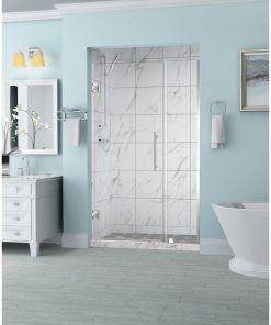 40.25-41.25" Frameless Shower Door, SS, StarCast Coating, Door:27"/Panel:14"