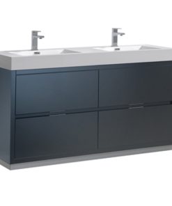Valencia 60" Dark Slate Gray Free Standing Double Sink Modern Bathroom Vanity