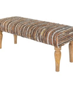 Surya Anthracite ATE-002 Upholstered Bench, Brown Multi