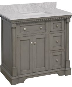 Sydney 36" Bathroom Vanity, Weathered Gray, Carrara Marble