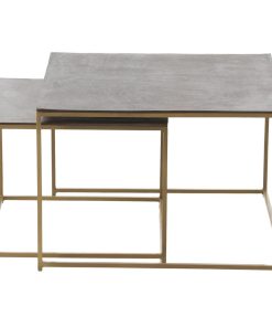 3-Piece Luxe Nesting Coffee Tables Set, Gold/Black