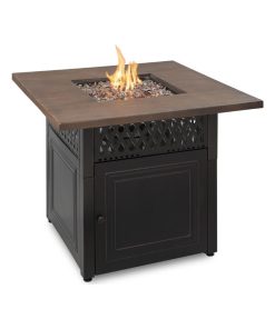 Uniflame Donovan 38" Square Dualheat LP Gas Patio Fire Pit in Black and Bronze