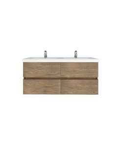 48" Double Floating Vanity With Integrated His and Hers Sinks, Natural