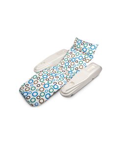 62" White and Blue Rio Sun Mod Dots Adjustable Floating Pool Chaise Lounge