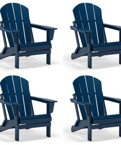 WestinTrends 4PCS Outdoor Patio Furniture Folding Adirondack Chairs, Navy Blue