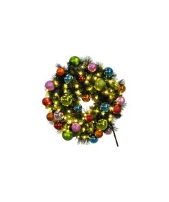 5' Pre-Lit Warm White Sequoia Wreath Decorated With The Tropical Ornament