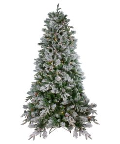 6.5' Pre-Lit LED Flocked Mixed Colorado Pine Christmas Tree-Clear Lights
